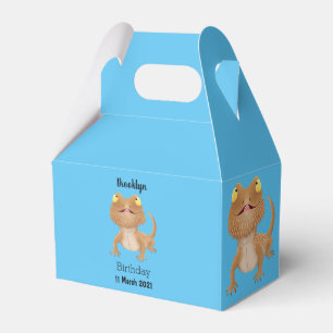 Cute happy bearded dragon lizard cartoon favor box