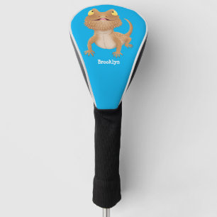 Cute happy bearded dragon lizard cartoon golf head cover