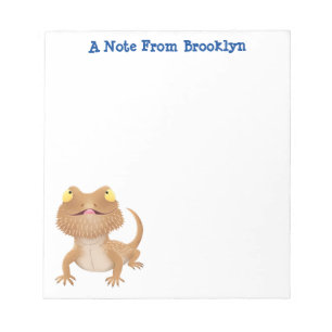 Cute happy bearded dragon lizard cartoon notepad