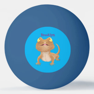 Cute happy bearded dragon lizard cartoon ping pong ball