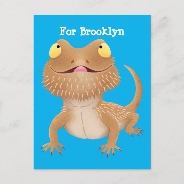 Cute happy bearded dragon lizard cartoon  postcard (Front)