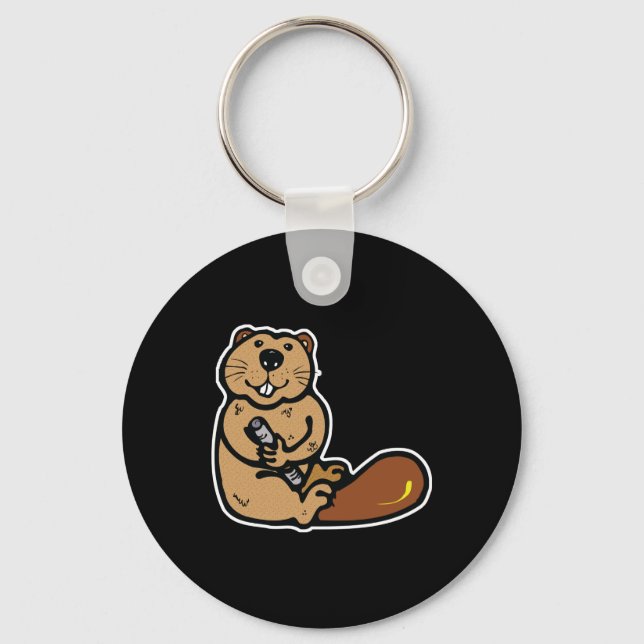 cute happy beaver keychain (Front)
