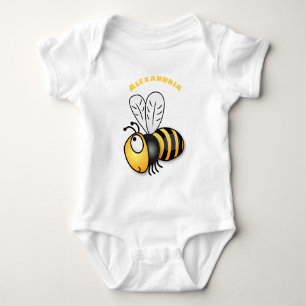 Cute happy bee cartoon illustration baby bodysuit