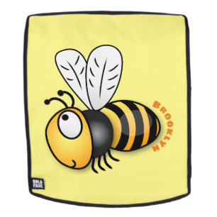 Cute happy bee cartoon illustration backpack