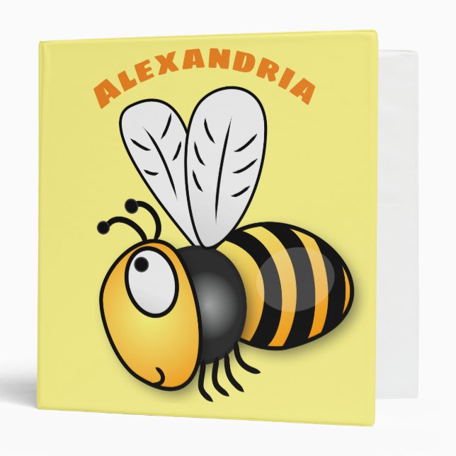 Cute happy bee cartoon illustration binder (Front/Inside)