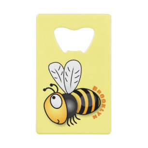 Cute happy bee cartoon illustration credit card bottle opener