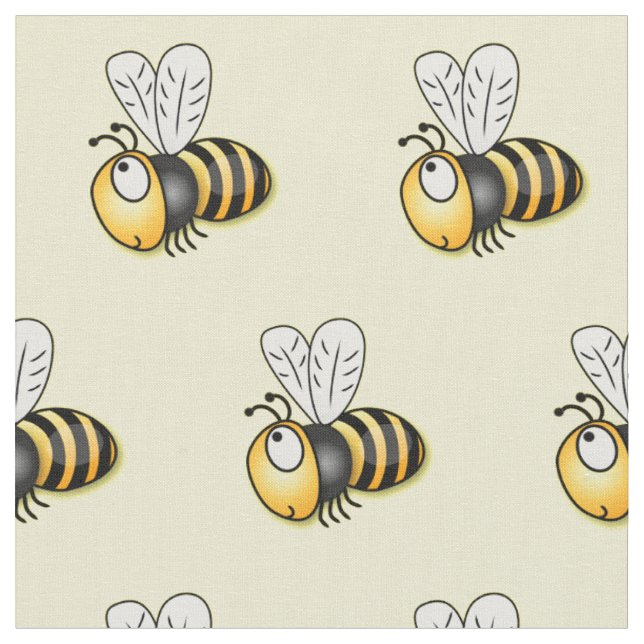 Cute happy bee cartoon illustration fabric (Close Up)