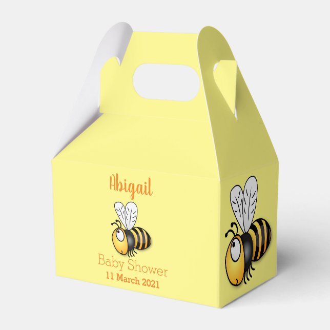 Cute happy bee cartoon illustration favor box (Front Side)