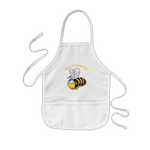 Cute happy bee cartoon illustration kids apron
