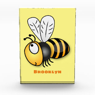 Cute happy bee cartoon illustration photo block