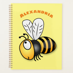Cute happy bee cartoon illustration planner
