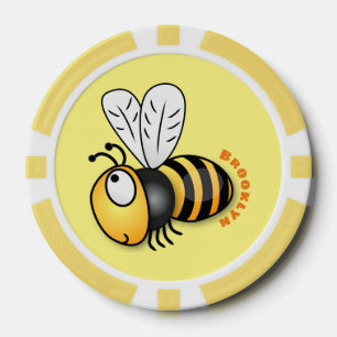 Cute happy bee cartoon illustration poker chips