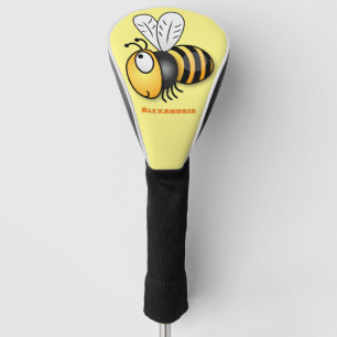 Cute happy bee cartoon personalized golf head cover