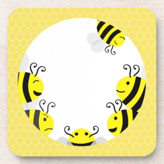 Cute Happy Bees and Cranky Bee Coasters