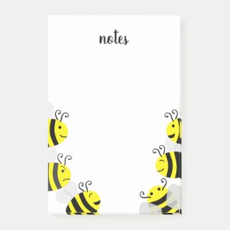 Cute Happy Bees and Cranky Bee Post-It Notes