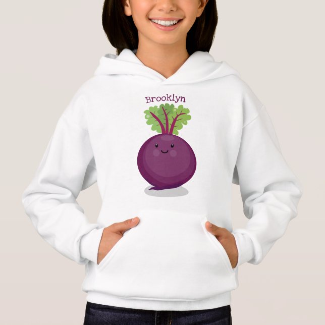 Cute happy beet root kitchen cartoon illustration (Front)