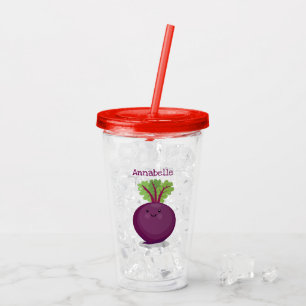 Cute happy beet root kitchen cartoon illustration acrylic tumbler