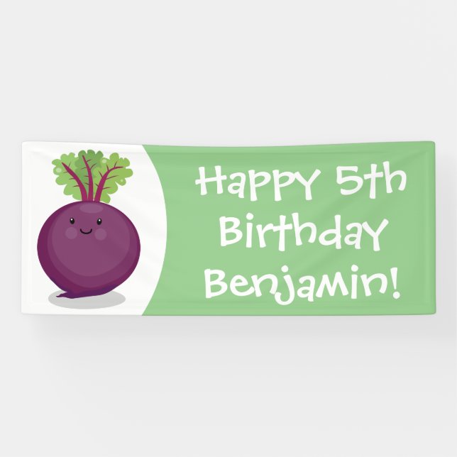 Cute happy beet root kitchen cartoon illustration banner (Horizontal)