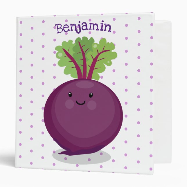 Cute happy beet root kitchen cartoon illustration binder (Front/Inside)