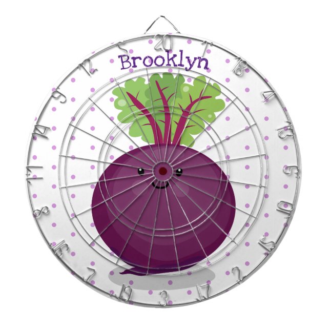 Cute happy beet root kitchen cartoon illustration dartboard (Front)