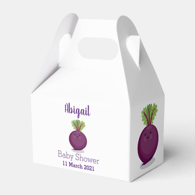 Cute happy beet root kitchen cartoon illustration favor box (Front Side)