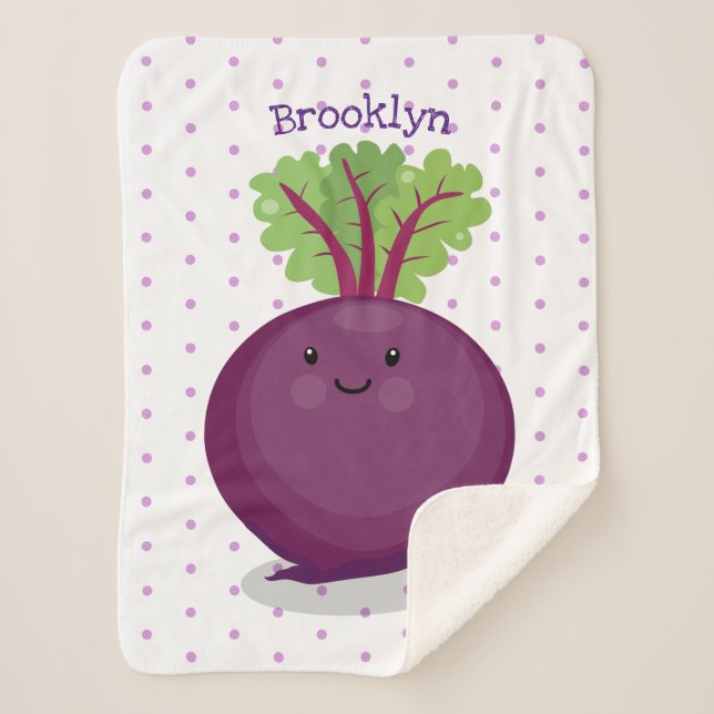 Cute happy beet root kitchen cartoon illustration  sherpa blanket (Front)