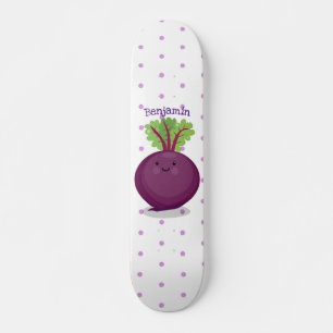 Cute happy beet root kitchen cartoon illustration skateboard
