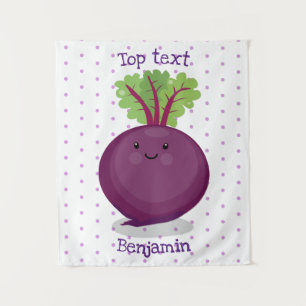 Cute happy beet root kitchen cartoon illustration tapestry