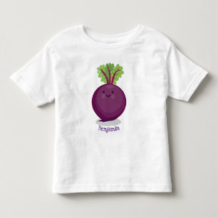 Cute happy beet root kitchen cartoon illustration toddler t-shirt