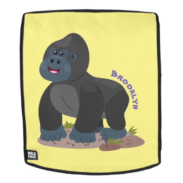 Cute happy big gorilla cartoon illustration backpack (Removable Face)