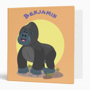 Cute happy big gorilla cartoon illustration binder