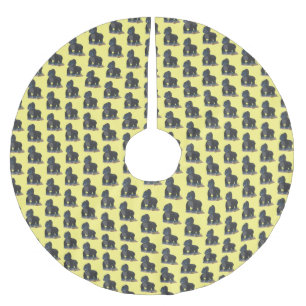 Cute happy big gorilla cartoon illustration brushed polyester tree skirt