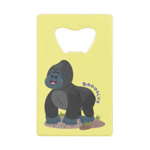 Cute happy big gorilla cartoon illustration credit card bottle opener