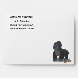 Cute happy big gorilla cartoon illustration envelope