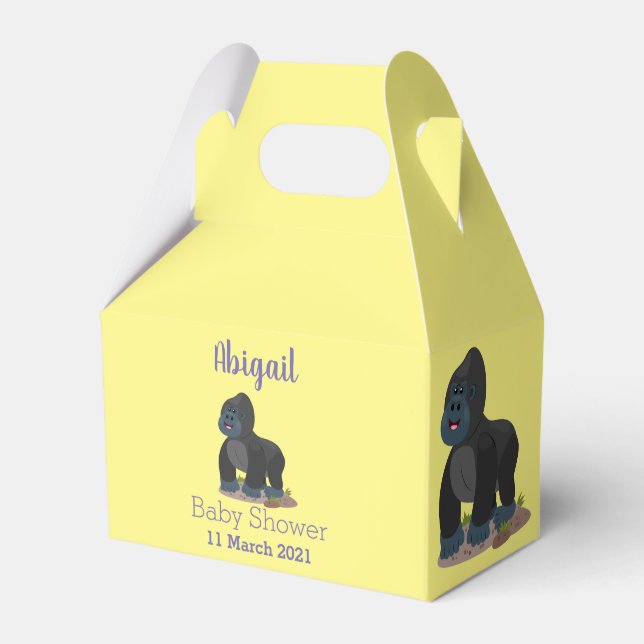Cute happy big gorilla cartoon illustration favor box (Front Side)