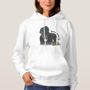 Cute happy big gorilla cartoon illustration hoodie