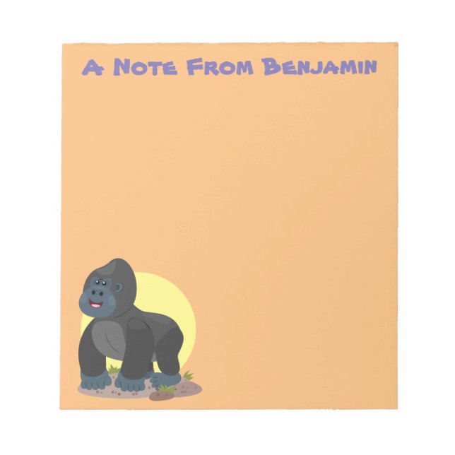 Cute happy big gorilla cartoon illustration notepad (Front)