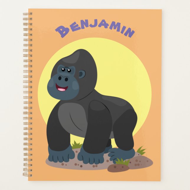 Cute happy big gorilla cartoon illustration planner (Front)