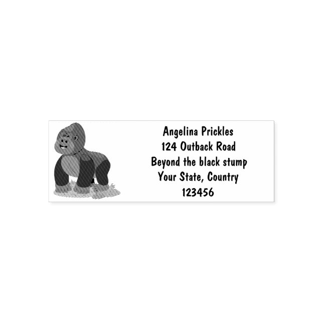 Cute happy big gorilla cartoon illustration  self-inking stamp (Design)