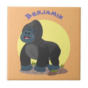 Cute happy big gorilla cartoon illustration tile