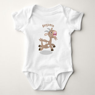 Cute happy billy goat cartoon baby bodysuit