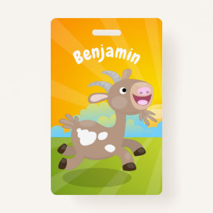 Cute happy billy goat cartoon badge