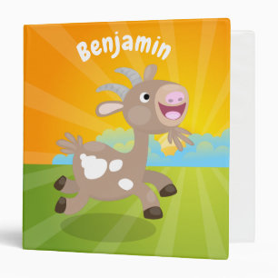 Cute happy billy goat cartoon binder
