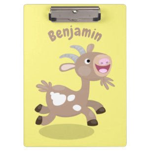 Cute happy billy goat cartoon clipboard