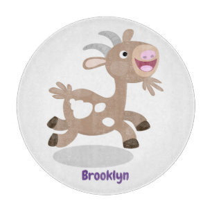 Cute happy billy goat cartoon cutting board