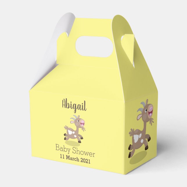 Cute happy billy goat cartoon favor box (Front Side)