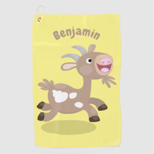 Cute happy billy goat cartoon  golf towel