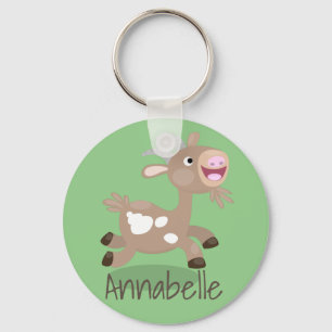 Cute happy billy goat cartoon illustration keychain