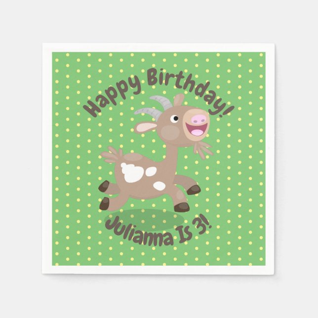 Cute happy billy goat cartoon illustration napkin (Front)