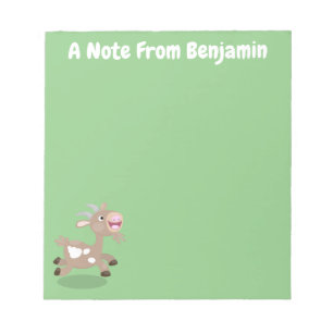 Cute happy billy goat cartoon notepad